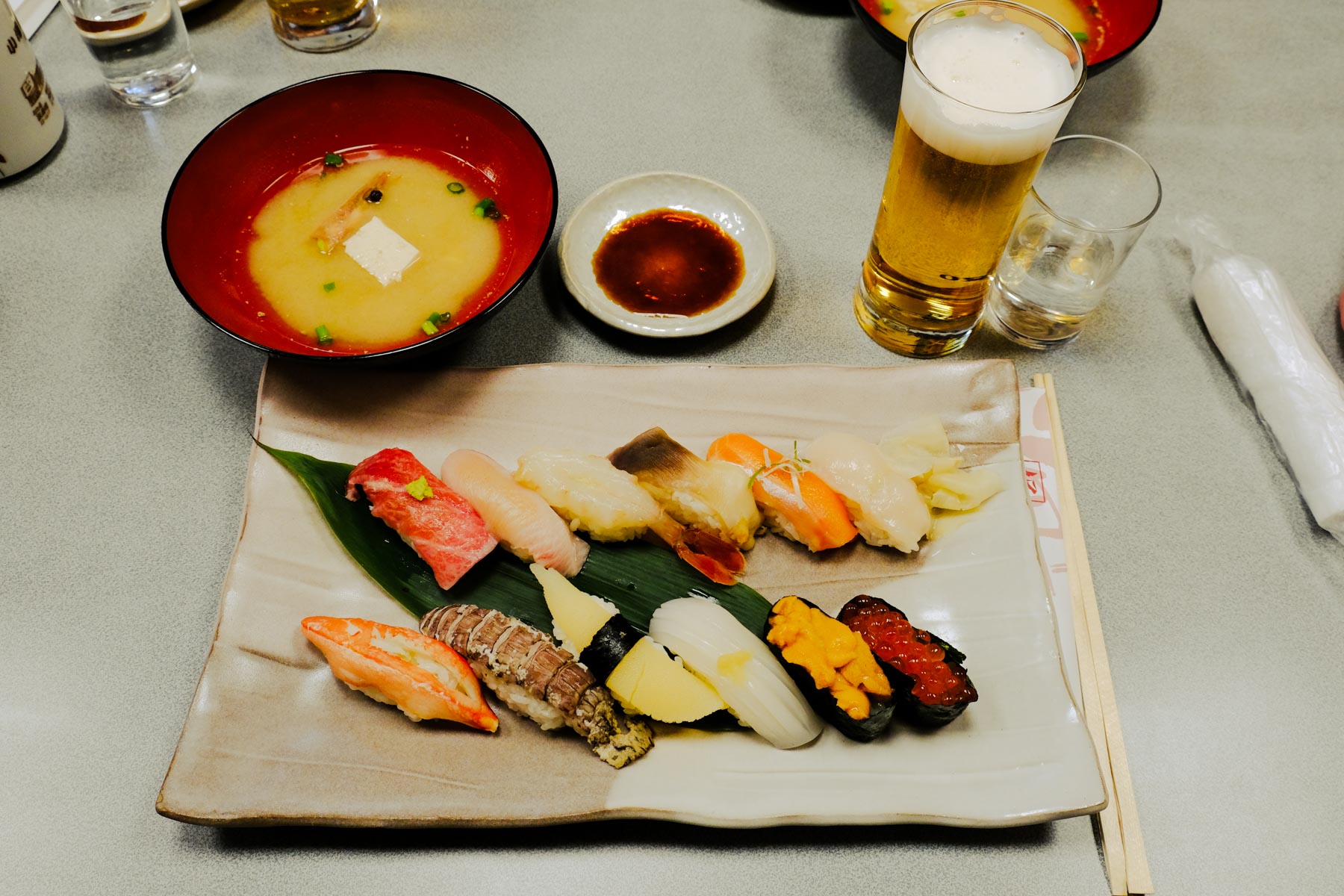 sushi on a snowboard trip